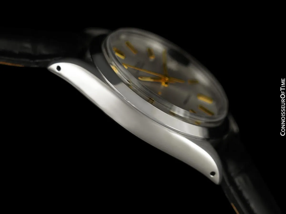 1970 Rolex Vintage Mens Oysterdate Date Watch, Silver Dial with 18K Gold Accents - Stainless Steel