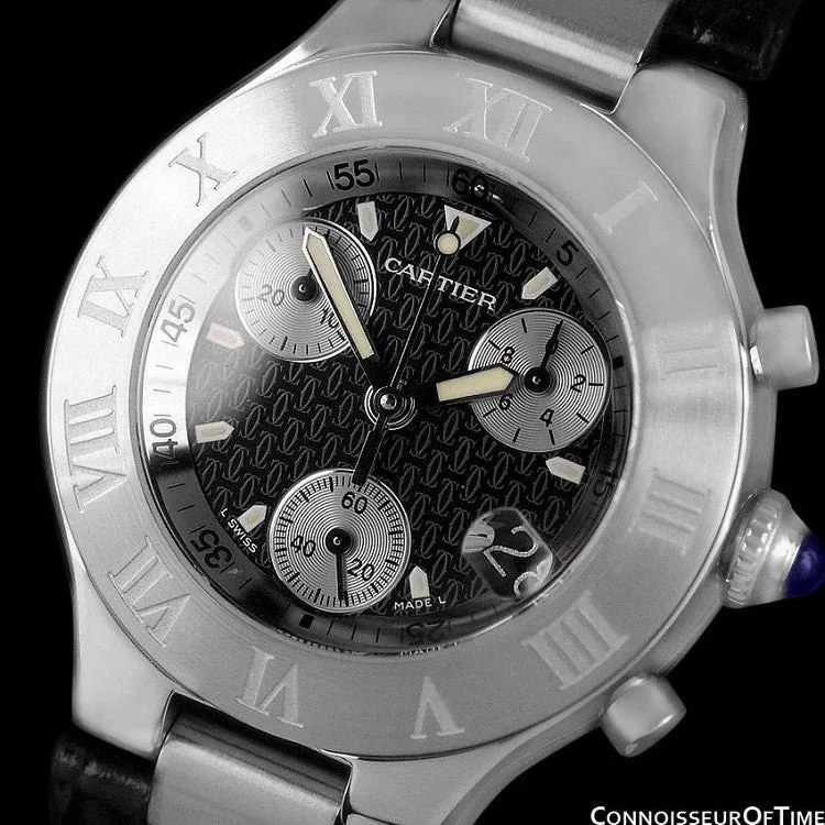 Cartier 21C Mens Chronoscaph Chronograph, Ref. 2424 - Stainless Steel