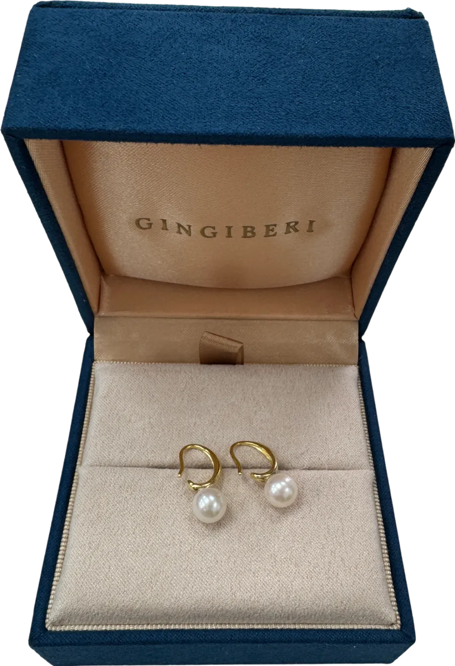 GINGIBERI 18k solid Yellow gold & Real Pearl Beloved You Earrings