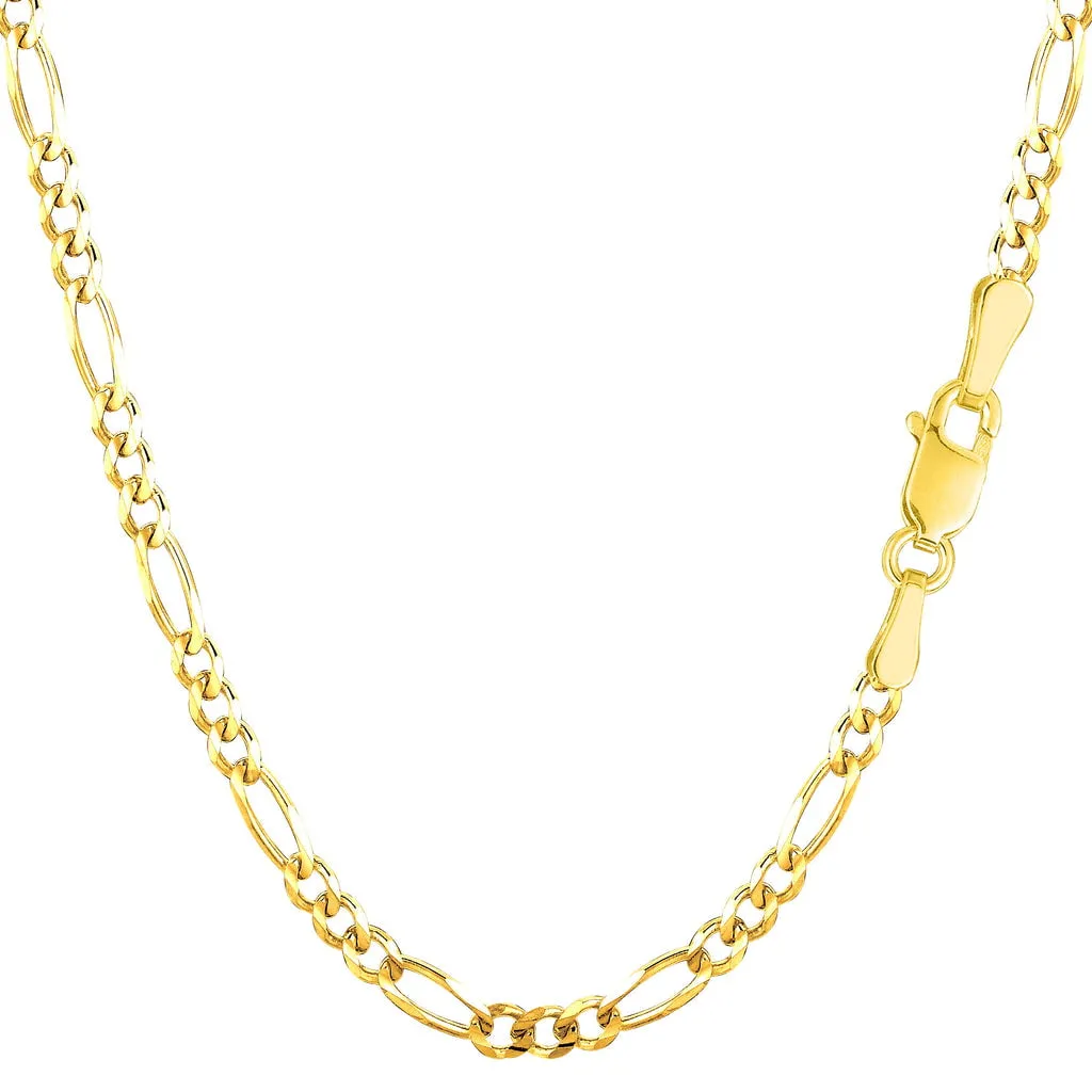 Solid Yellow Gold Men Fine Jewelry-3MM Figaro Link 14K Gold Chain